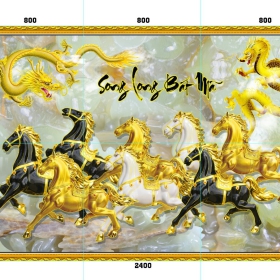 GẠCH TRANH SONG LONG BÁT MÃ  1271v2