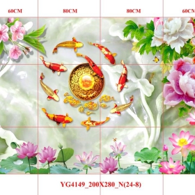 GẠCH TRANH CỬU NGƯ QUẦN HỘI - YG4149