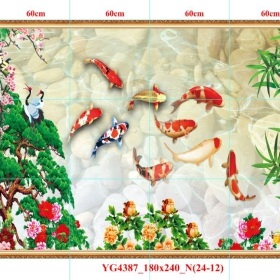 GẠCH TRANH CỬU NGƯ QUẦN HỘI - YG4387