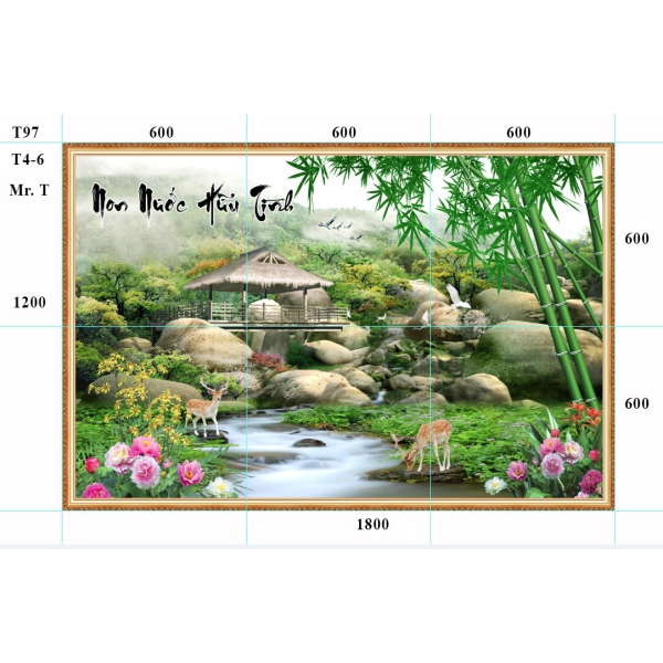 GẠCH TRANH NON NƯỚC HỮU TÌNH T97