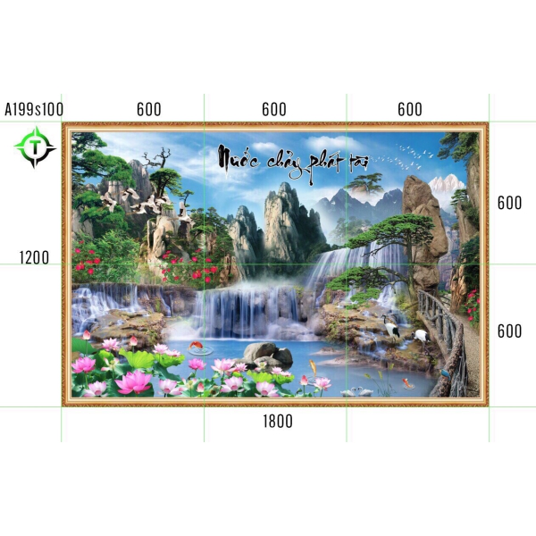 GẠCH TRANH NƯỚC CHẢY PHÁT TÀI  A199S100