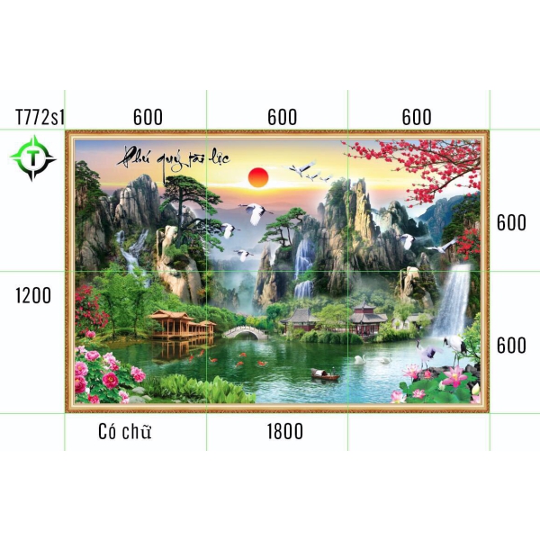 GẠCH TRANH SƠN THỦY HỮU TÌNH  T1360