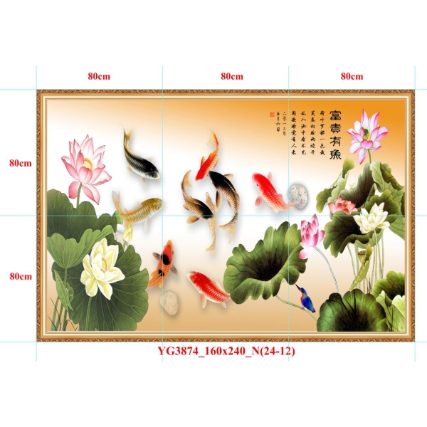 GẠCH TRANH CỬU NGƯ QUẦN HỘI - YG3874