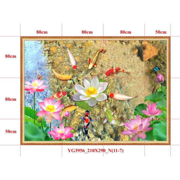 GẠCH TRANH CỬU NGƯ QUẦN HỘI - YG3956