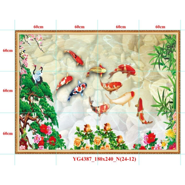 GẠCH TRANH CỬU NGƯ QUẦN HỘI - YG4387