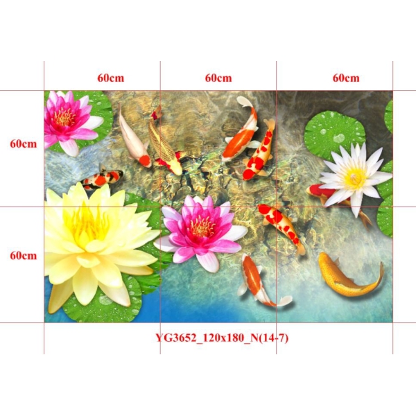 GẠCH TRANH CỬU NGƯ QUẦN HỘI - YG3652