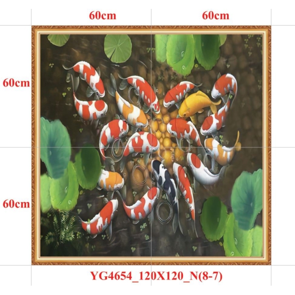 GẠCH TRANH CỬU NGƯ QUẦN HỘI - YG4654