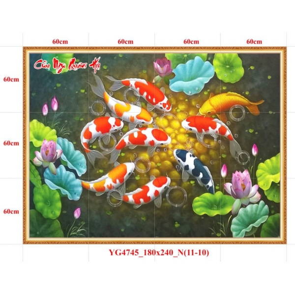 GẠCH TRANH CỬU NGƯ QUẦN HỘI - YG4745